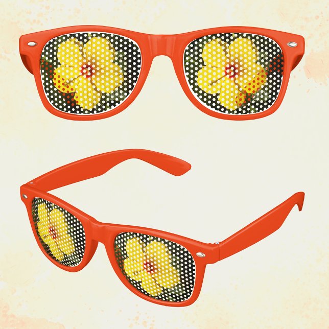 Lunettes De Fête Retro Hibiscus Fleur Jaune Fête Adulte (Yellow Flower Hibiscus Adult Party Shades)