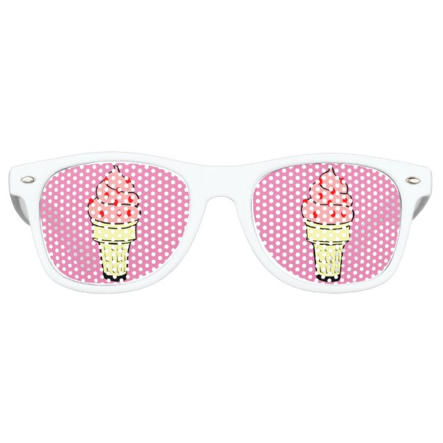Lunettes De Fête Retro Icecream Cone Aduit Party Shades, Rose (Devant)
