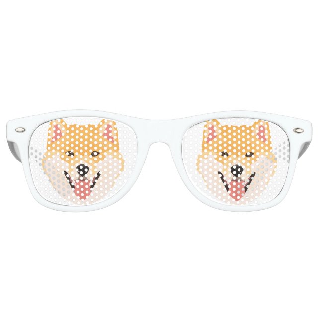 Lunettes De Fête Retro Illustration Shiba Inu (Devant)
