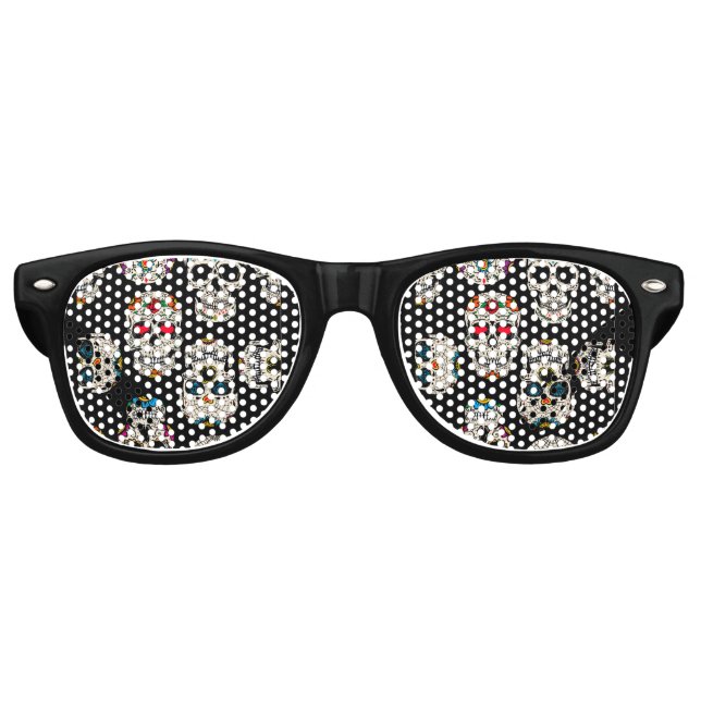 Lunettes De Fête Retro Impression crâne sucre (Devant)