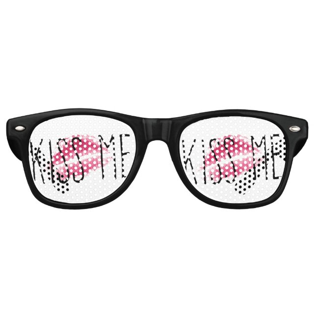 Lunettes De Fête Retro Impression de lèvres Kiss Me (Devant)