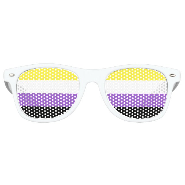 Lunettes De Fête Retro Indicateur de fierté non binaire (Devant)