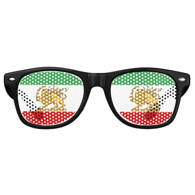 Lunettes De Fête Retro Iran, drapeau perse avec Lion, Shah d'Iran (Devant)