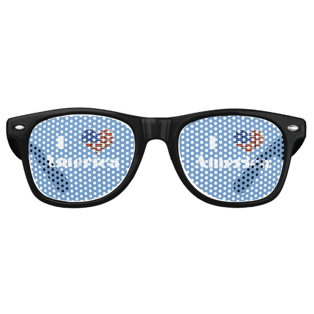 Lunettes De Fête Retro J'aime l'Amérique (Devant)
