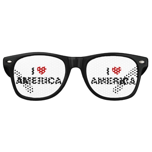 Lunettes De Fête Retro J'aime l'Amérique (Devant)