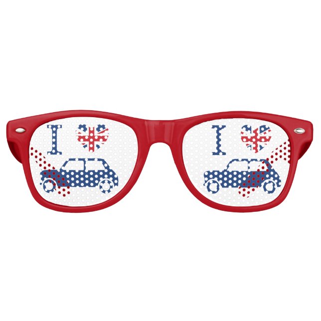 Lunettes De Fête Retro J'aime Mini Coopers - Bleu - (Devant)