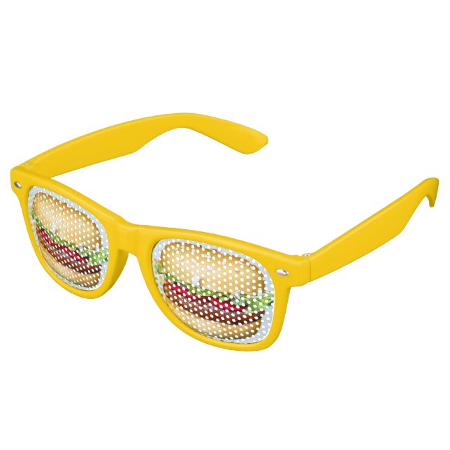Lunettes De Fête Retro Je vois des hamburgers (Angulaire)