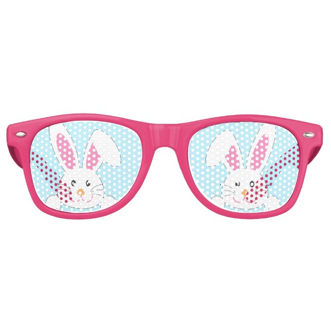 Lunettes De Fête Retro Joli lapin de Pâques rose (Devant)