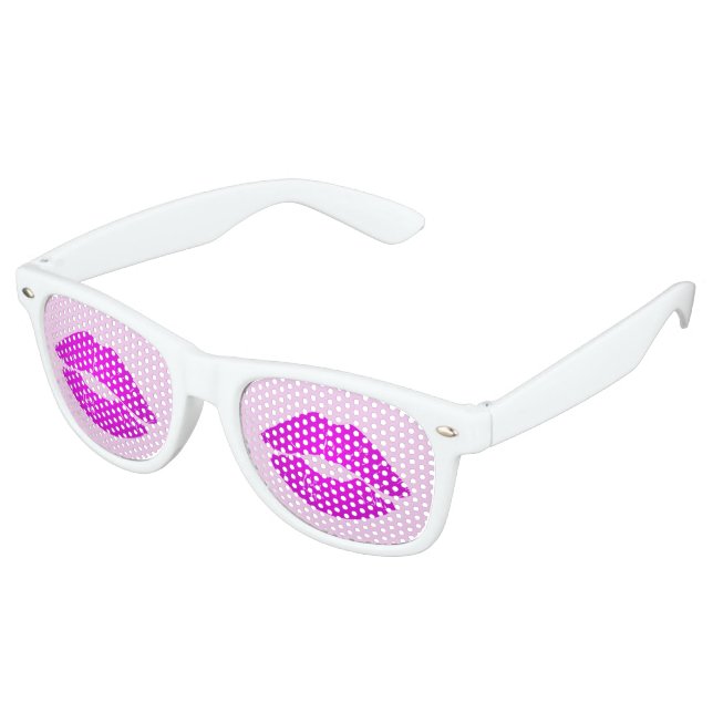 Lunettes De Fête Retro Lèvres chaudes Pink Kiss Lipstick Impression (Angulaire)