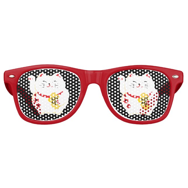 Lunettes De Fête Retro Maneki Neko Chat Lucky (Devant)
