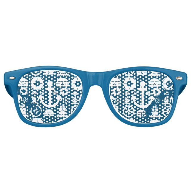 Lunettes De Fête Retro Marine Élément motif de mer (Devant)