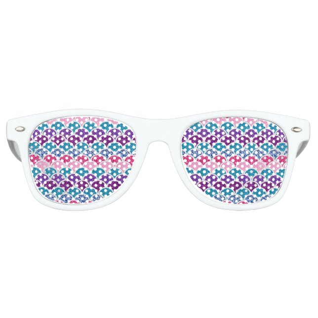 Lunettes De Fête Retro mignonette aqua rose turquoise mauve écailles (Devant)