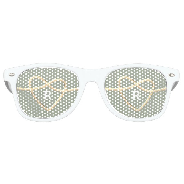 Lunettes De Fête Retro Monogramme Mariage du coeur (Devant)