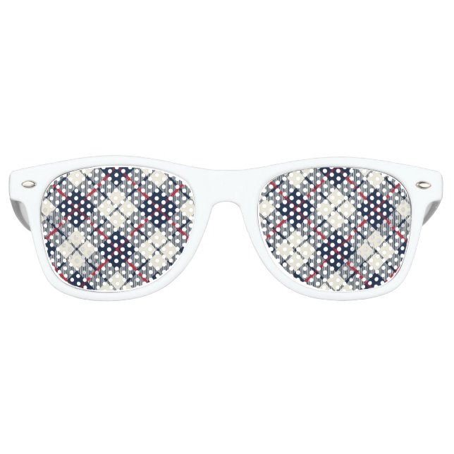 Lunettes De Fête Retro Motif bleu marine (Devant)