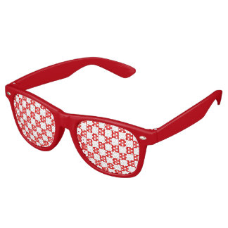 Lunettes De Fête Retro Motif de damier blanc rouge