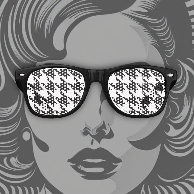 Lunettes De Fête Retro Motif noir et blanc Houndstooth (Créateur téléchargé)
