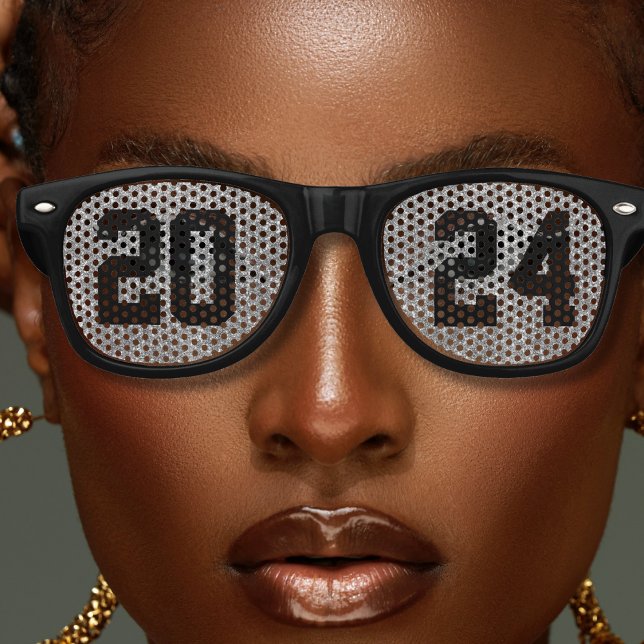 Lunettes De Fête Retro Nouvel An Sove Party Noir & Silver Parties scintil (black and silver glitter new years eve party retro sunglasses)