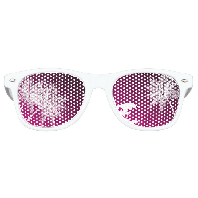 LUNETTES DE FÊTE RETRO OMBRÉ ROSE PALMES TROPICALES (Devant)