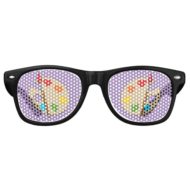 Lunettes De Fête Retro Palette Artiste avec pinceau (Devant)
