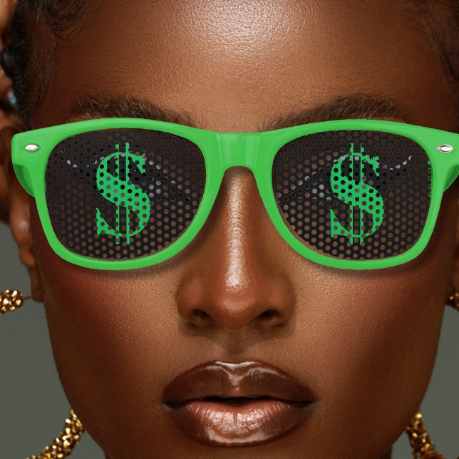 Lunettes De Fête Retro Panneau Dollar argent vert (green money dollar sign retro sunglasses)