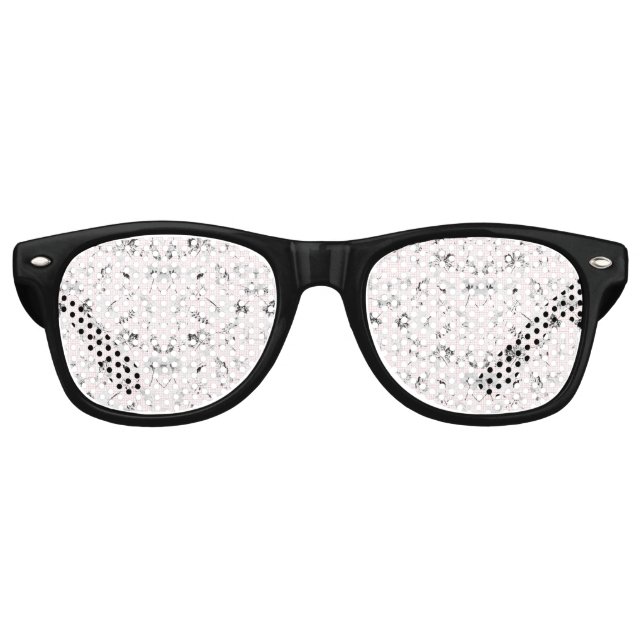 Lunettes De Fête Retro Papier peint floral noir et blanc classique (Devant)