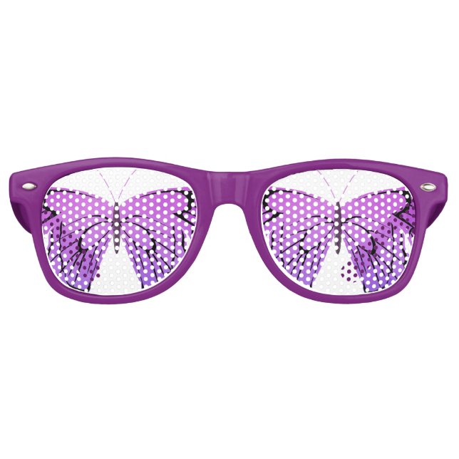 Lunettes De Fête Retro Papillon en nuances de violet (Devant)