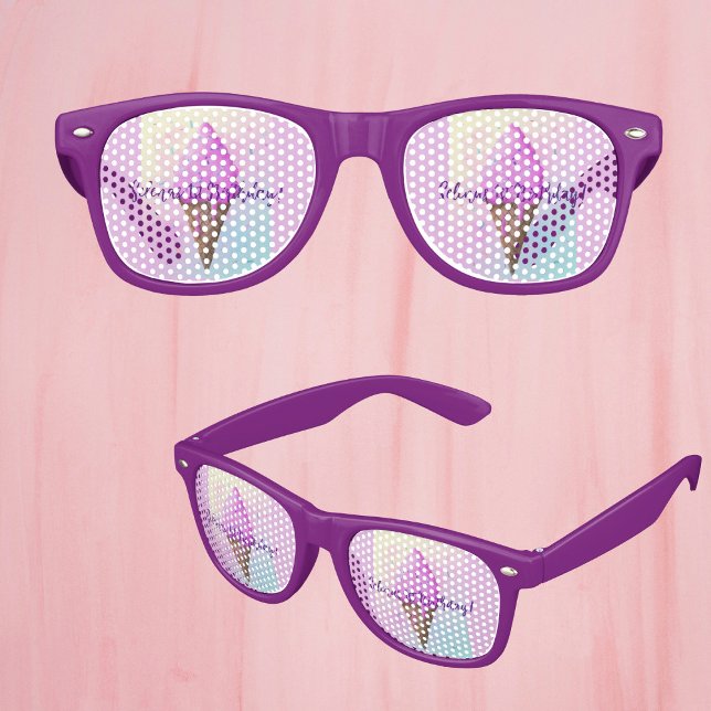 Lunettes De Fête Retro Pastel Crème glacée Cone goutte (Créateur téléchargé)