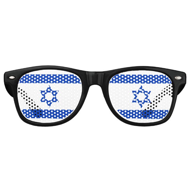 Lunettes De Fête Retro Pavillon Israël bleu et blanc moderne (Devant)