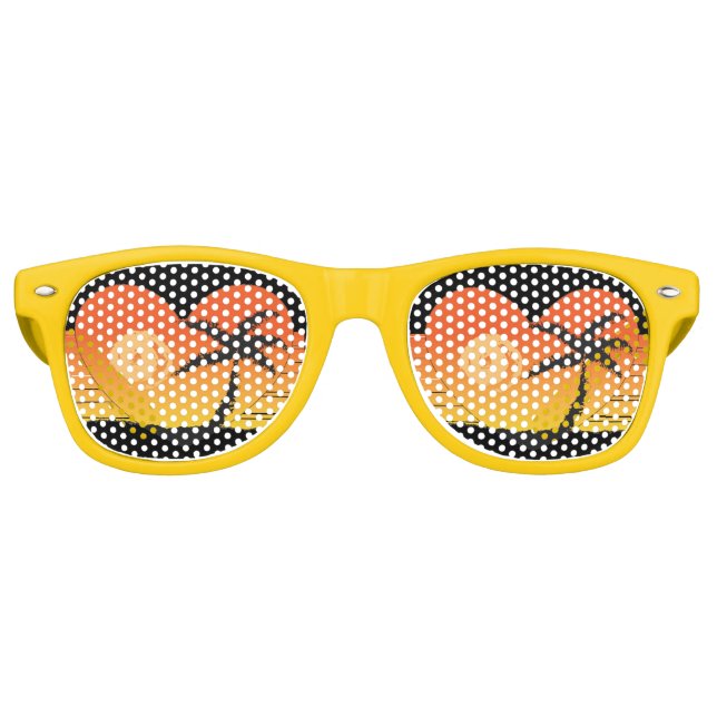 LUNETTES DE FÊTE RETRO PLAGE TROPICALE NOVELTY SOLEIL TOMBES (Devant)