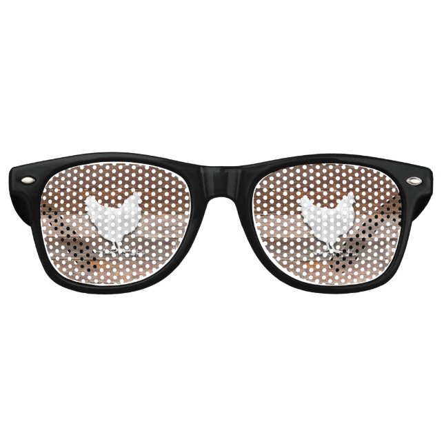 Lunettes De Fête Retro Poulets rustiques (planches Brown) (Devant)