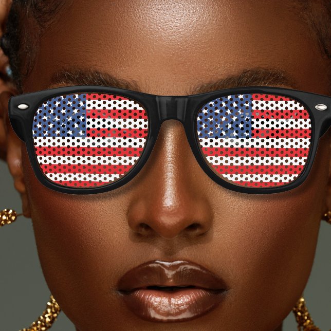 Lunettes De Fête Retro Red White & Blue Patriotique USA American Flag Ret (usa american flag retro sunglasses)
