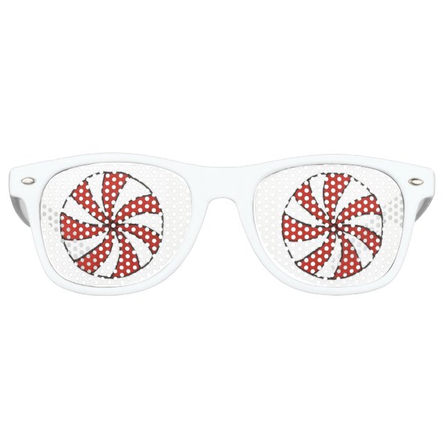 Lunettes De Fête Retro Rouge Blanc Peppermenthe Candy Mint Noël (Devant)