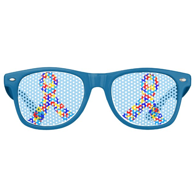 Lunettes De Fête Retro Ruban sensibilisation sur l'autisme (Devant)