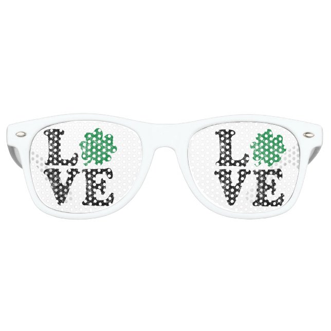 Lunettes De Fête Retro St Patrick's Day LOVE Shamrock irlandais (Devant)