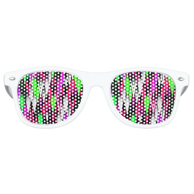 Lunettes De Fête Retro Sur Point NEON Green Purple Rose Funky Fun (Devant)