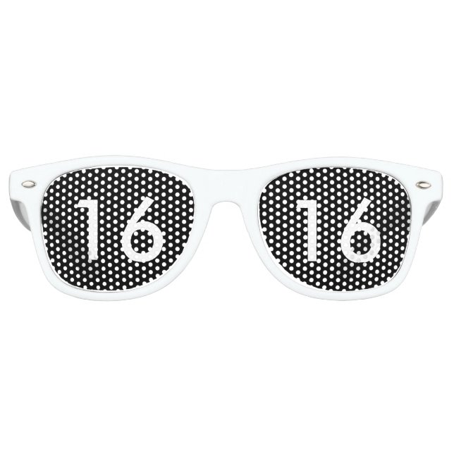 Lunettes De Fête Retro Sweet sixteen noir et blanc (Devant)