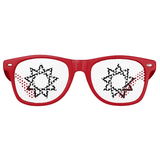 Lunettes De Fête Retro Symbole étoile noir Bahai neuf pointes (Devant)