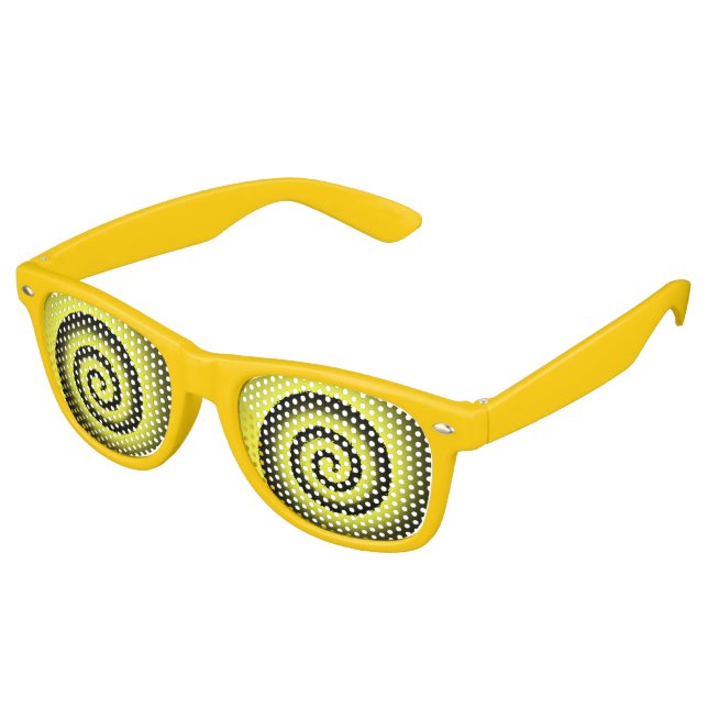 Lunettes De Fête Retro teintes de fête en spirale jaune (Angulaire)