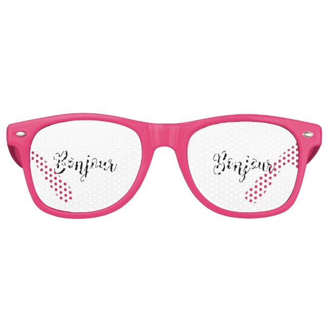 Lunettes De Fête Retro TexteNoirBonjour (Devant)