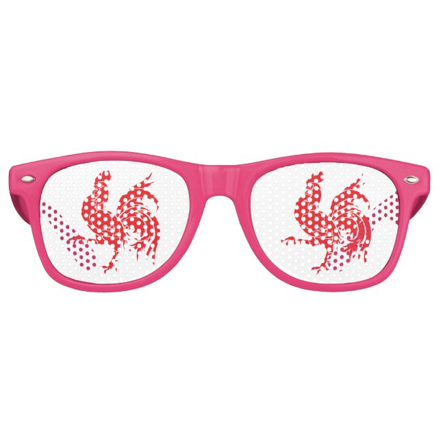 Lunettes De Fête Retro Un coq rouge (Devant)