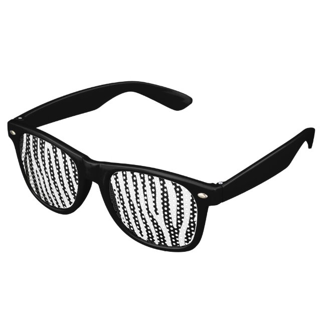 Lunettes De Fête Retro Zebra rayures motif noir & blanc + vos idées (Angulaire)