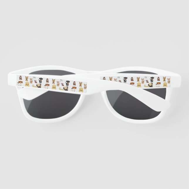 Lunettes De Soleil arrière - plan blanc chien motif (Dos)