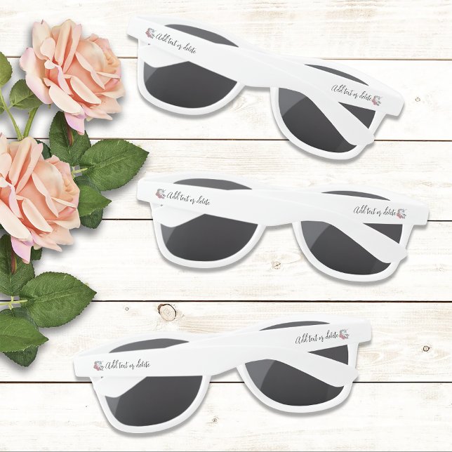 Lunettes De Soleil Blanc Unicorne rose Fleurs Bleu (Créateur téléchargé)