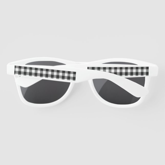 Lunettes De Soleil Chèques de buffles blancs noirs modernes (Dos)