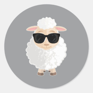Lunettes de soleil de mouton cool Autocollant rond