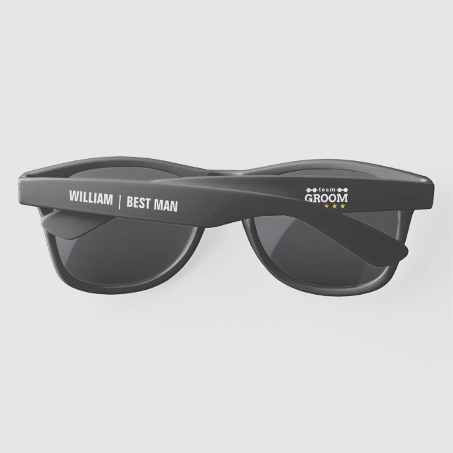 Lunettes De Soleil Groupe d'équipe | Groomsman | Licence | Blanc noir (Dos)