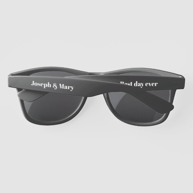 Lunettes De Soleil Mariage noir personnalisable Fête de réception Fav (Dos)