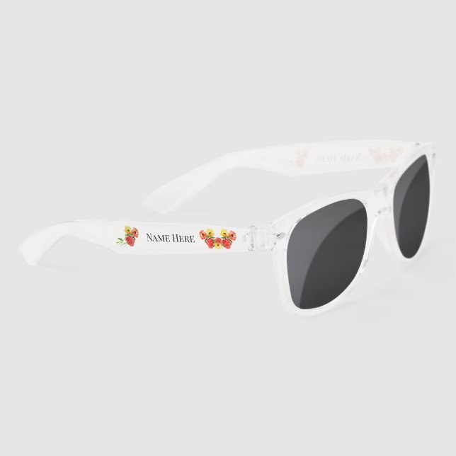 Lunettes De Soleil Motif personnalisé de marguerite jaune rouge (Droite)