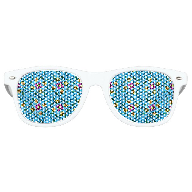 Lunettes de soleil rétro à fleurs abstraites (Devant)