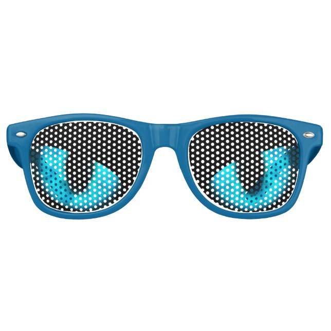 Lunettes de soleil rétro Freaky Blue Cat Eyes (Devant)